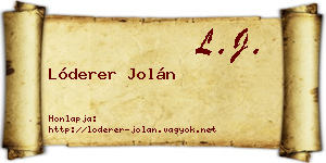 Lóderer Jolán névjegykártya
